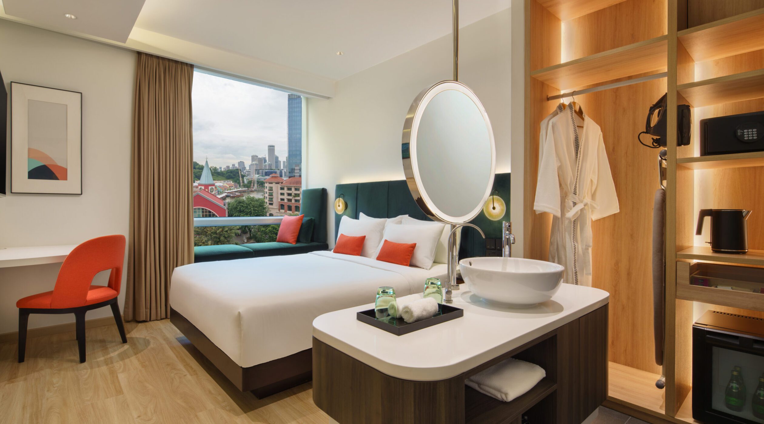 Deluxe Queen Bedroom 2 at Park Regis by Prince with Cozy Ambience and Surrounding Building Views